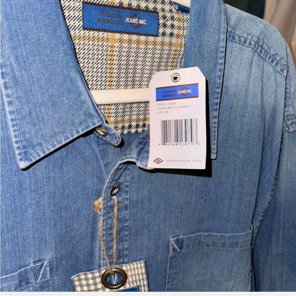 🚨SOLD🚨 NWT Men’s XXL Joseph Abboud Light Blue Denim Shirt - Picture 3 of 3